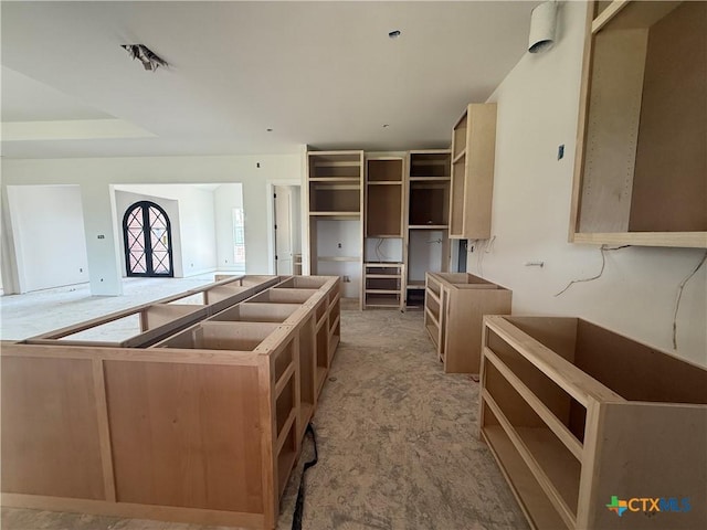 1242 Ambrose Dr, Salado, TX 76503 - kitchen featuring light colored carpet and a center island