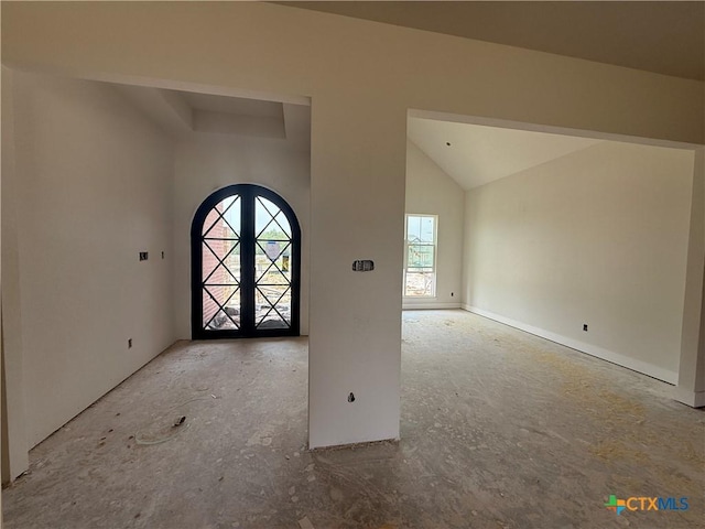 1242 Ambrose Dr, Salado, TX 76503 - foyer featuring french doors and lofted ceiling