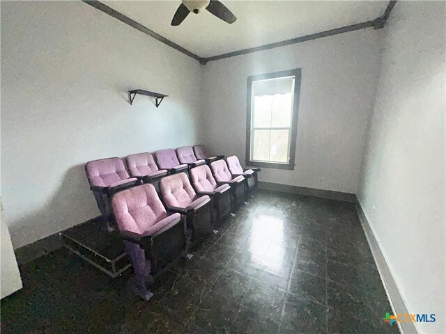 502 E Live Oak St, Cuero, TX 77954 - interior space with ceiling fan and crown molding