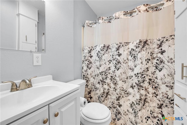 2918 Antelope Trl, Temple, TX 76504 - bathroom with vanity, curtained shower, and toilet