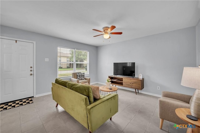 2918 Antelope Trl, Temple, TX 76504 - tiled living room featuring ceiling fan