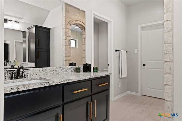 2823 Pistoia Trl, Temple, TX 76502 - bathroom featuring vanity, marble look tile flooring, and a shower