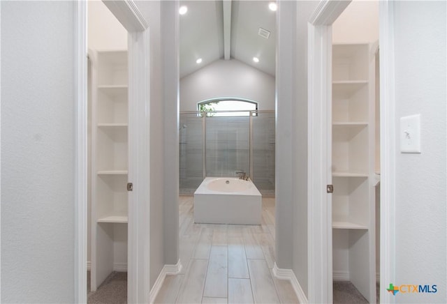 2904 Torino Reale Ave, Temple, TX 76502 - bathroom with a spacious closet, a garden tub, and lofted ceiling