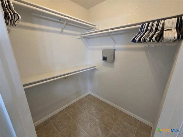 spacious closet featuring electric panel