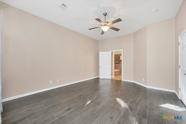 spare room with ceiling fan