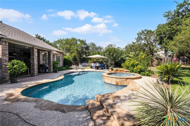 19530 Creekview Oaks, San Antonio, TX 78266 - view of swimming pool with a patio area, a pool with connected hot tub, and area for grilling