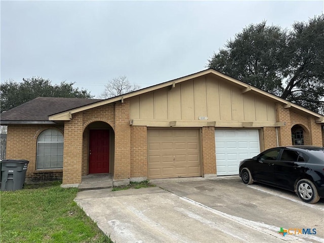 single story home with a garage