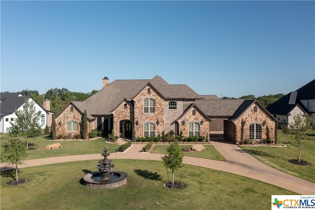 view of front of home featuring a front lawn