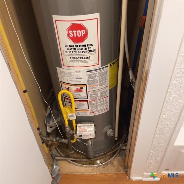 utility room featuring gas water heater