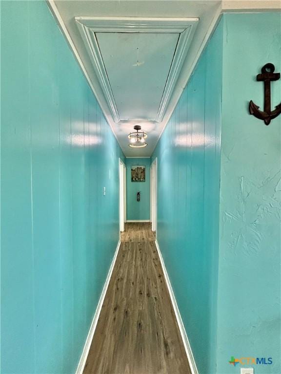 1208 W Adams St, Port Oconnor, TX 77982 - corridor with attic access and wood finished floors