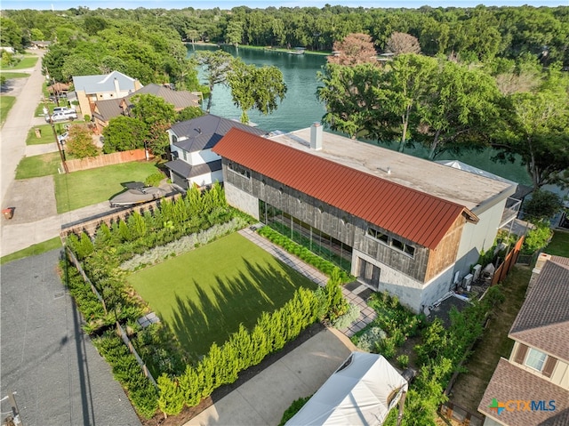 bird's eye view featuring a water view