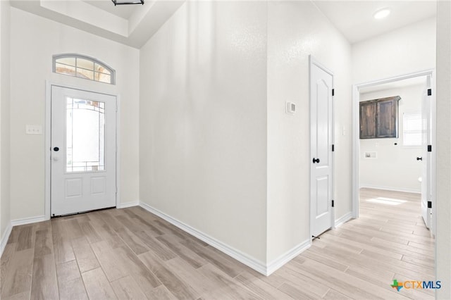 entrance foyer with light hardwood / wood-style floors