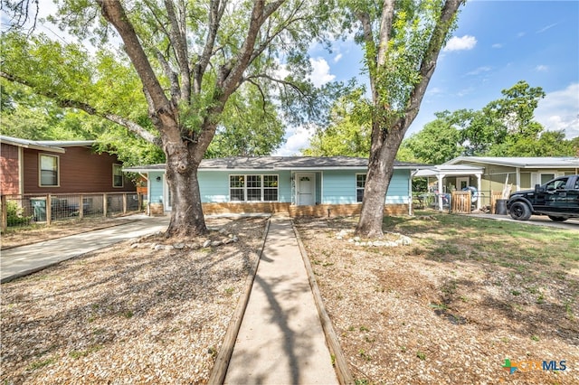 view of single story home