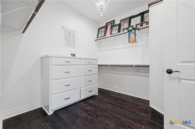 1745 Alta Vista Loop, Temple, TX 76502 - spacious closet featuring a chandelier and dark wood finished floors