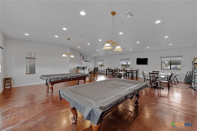 25 Augusta Cir, Aransas Pass, TX 78336 - game room with billiards, concrete floors, and recessed lighting