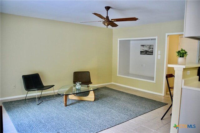 2007 Castle Gate Cir, San Marcos, TX 78666 - sitting room featuring ceiling fan and tile patterned floors