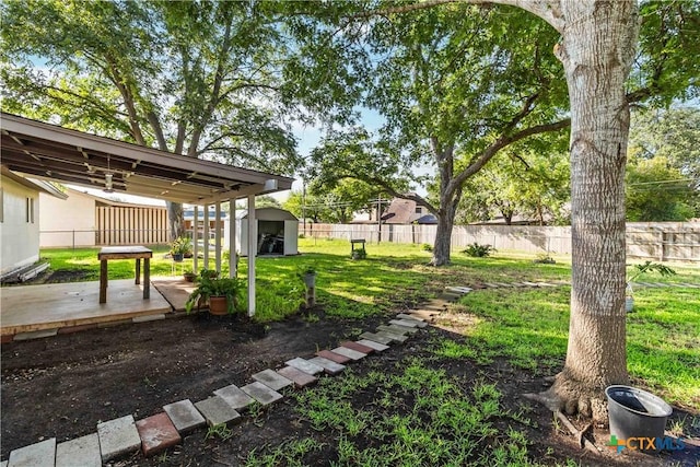211 Balboa Dr, Universal City, TX 78148 - fenced backyard featuring a shed and a patio