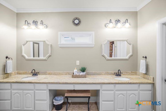 3 Sago Dr, Port Lavaca, TX 77979 - bathroom featuring double vanity and ornamental molding