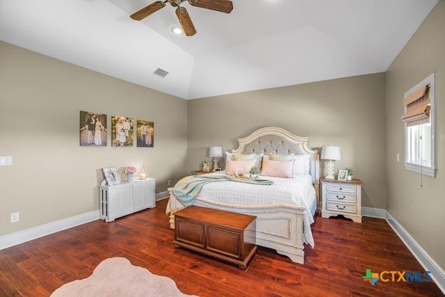 3 Sago Dr, Port Lavaca, TX 77979 - bedroom featuring vaulted ceiling, wood finished floors, baseboards, ceiling fan, and recessed lighting