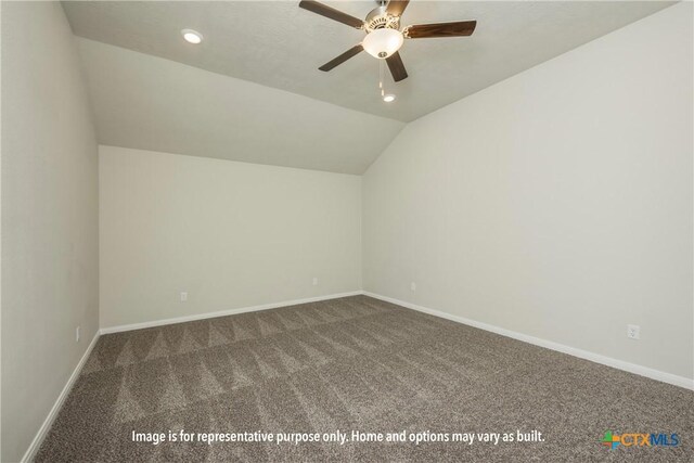 7100 Mcgregor Loop, Killeen, TX 76549 - bonus room with carpet flooring, lofted ceiling, a ceiling fan, baseboards, and recessed lighting