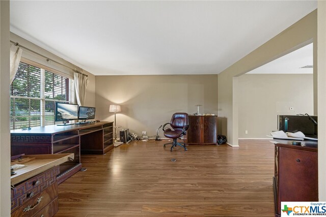 office area featuring dark hardwood / wood-style floors