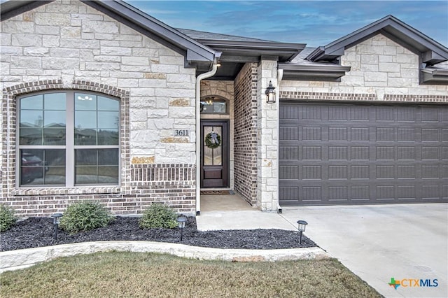 entrance to property with a garage