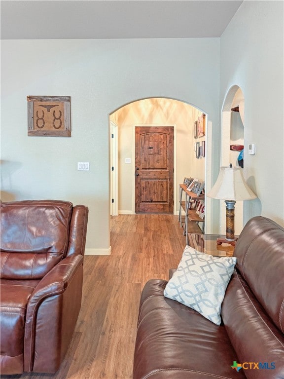 living room featuring light wood-type flooring