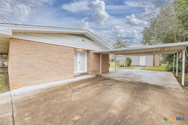 exterior space with a storage unit