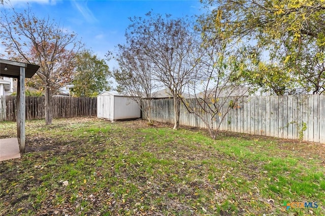 view of yard with a shed