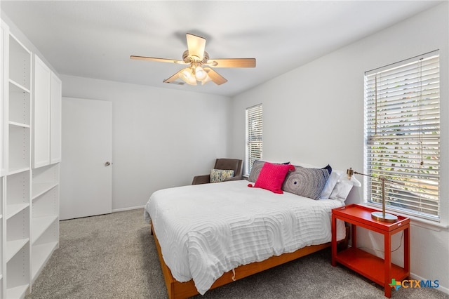 5004 Powder River Rd, Austin, TX 78759 - carpeted bedroom featuring multiple windows and ceiling fan