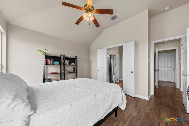 7831 Redbrush, Temple, TX 76502 - bedroom with vaulted ceiling, wood finished floors, baseboards, and a ceiling fan