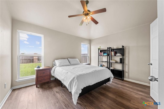 7831 Redbrush, Temple, TX 76502 - bedroom with baseboards, wood finished floors, and ceiling fan