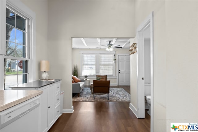 interior space with dark hardwood / wood-style floors