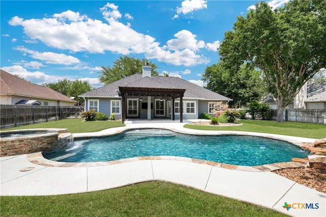 110 Agua Verde, Seguin, TX 78155 - view of swimming pool featuring a patio area, a pool with connected hot tub, and a pergola