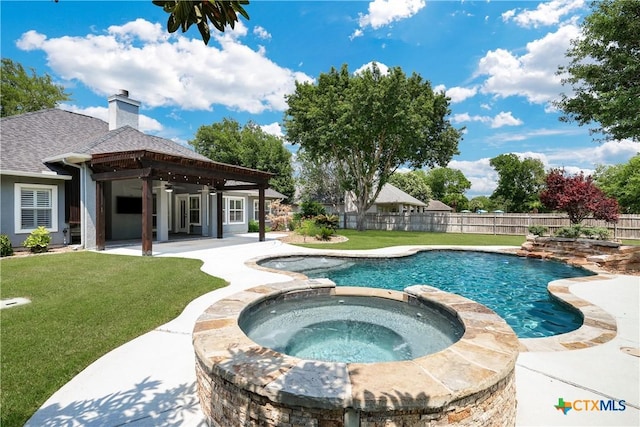 110 Agua Verde, Seguin, TX 78155 - view of pool with ceiling fan, a patio area, and a pool with connected hot tub