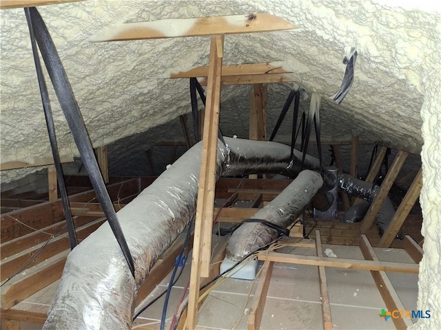 view of unfinished attic