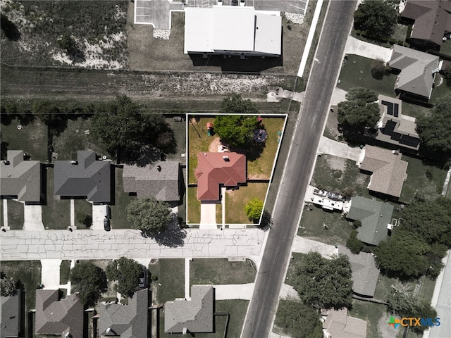 aerial view of residential area featuring property boundaries highlighted