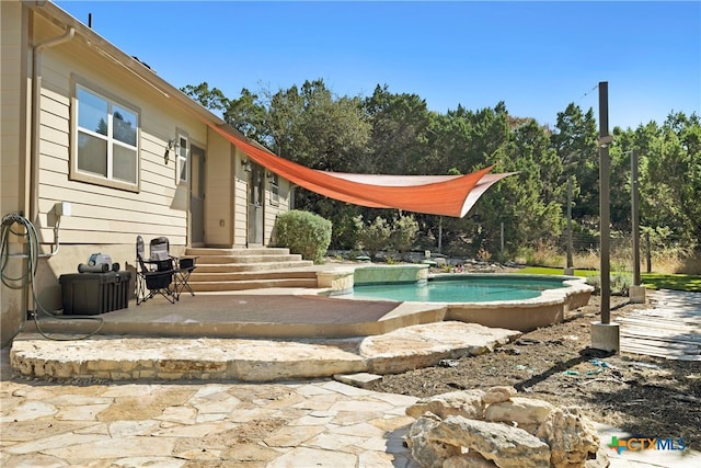 view of swimming pool featuring a patio area