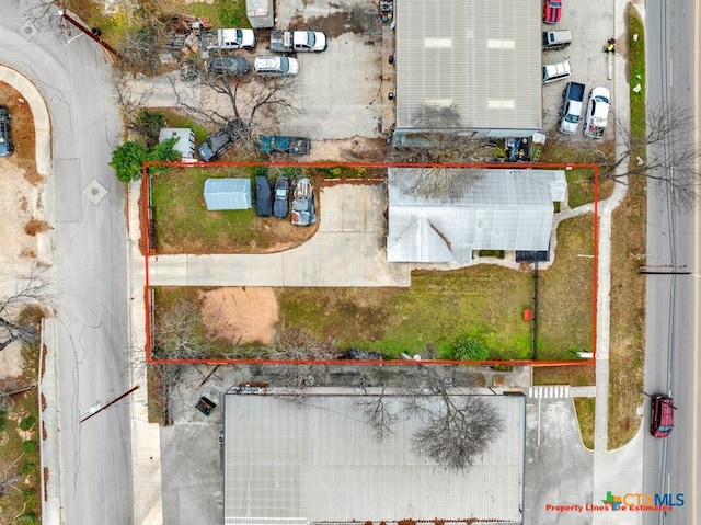 608 S Guadalupe St, San Marcos, TX 78666 - aerial view of property and surrounding area featuring property boundaries highlighted