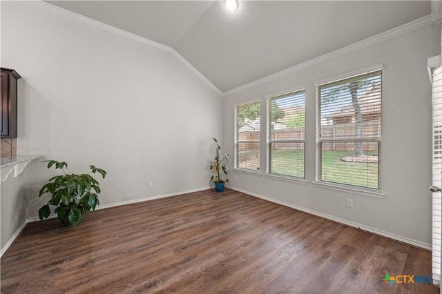 5208 Siltstone Loop, Killeen, TX 76542 - spare room featuring lofted ceiling, dark wood finished floors, baseboards, and ornamental molding