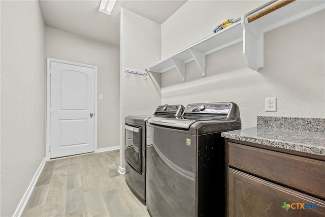 606 Hobby Rd, Copperas Cove, TX 76522 - laundry room featuring washing machine and clothes dryer, baseboards, and light wood-type flooring