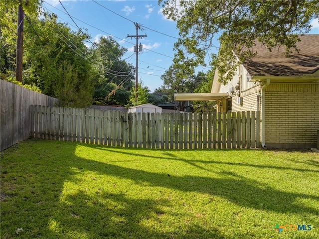 view of yard featuring a fenced backyard