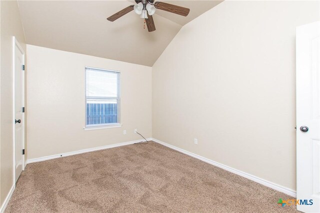 607 Sladecek Dr, Killeen, TX 76542 - empty room with lofted ceiling, carpet, ceiling fan, and baseboards