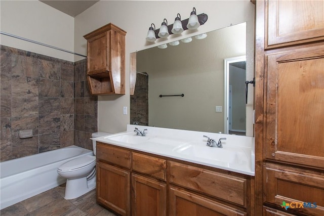607 Sladecek Dr, Killeen, TX 76542 - bathroom with toilet, double vanity, and shower / bath combination