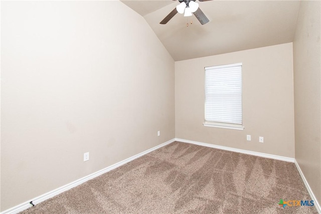 607 Sladecek Dr, Killeen, TX 76542 - carpeted empty room featuring lofted ceiling, a ceiling fan, and baseboards