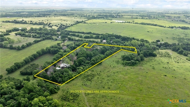 bird's eye view featuring a rural view