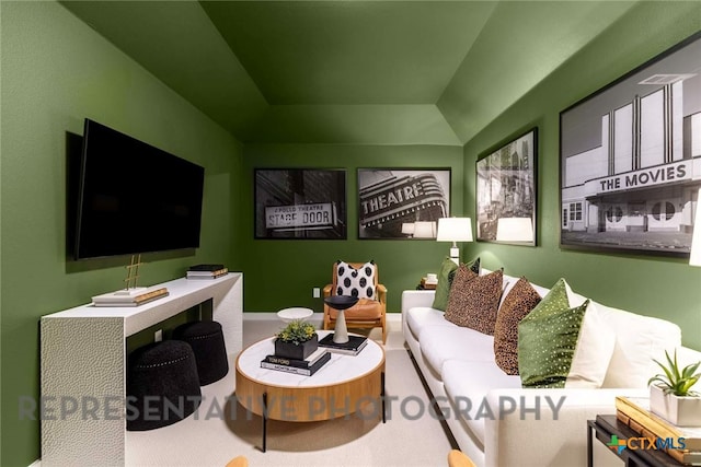 living area with carpet flooring