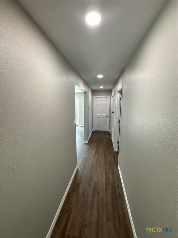 corridor featuring dark hardwood / wood-style floors