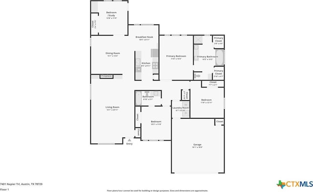 7401 Napier Trl, Austin, TX 78729 - view of floor plan / room layout