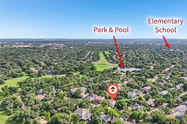 7401 Napier Trl, Austin, TX 78729 - aerial view of residential area with a heavily wooded area